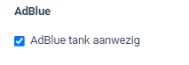 De eigenschap AdBlue tank aanwezig in TruckDelta