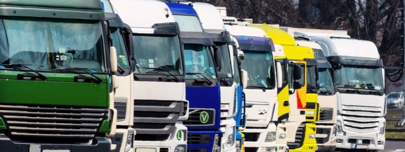 trucks on a rastplartz on the highway, symbol photo for logistics and transportation